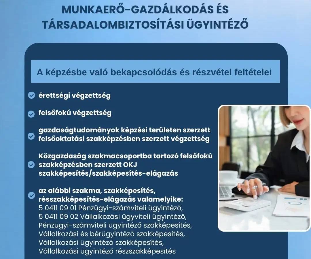 Munkaerő-gazdálkodás és társadalombiztosítási ügyintéző képzés